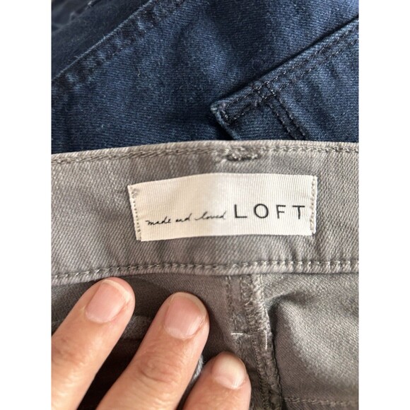LOFT Women's Pants Size 8 / 29 Gray Lace Up Fly Y2K Tapered Mid Rise Stretch - Picture 3 of 7